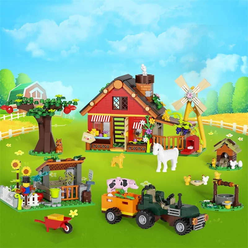 창의적인 풍차 농가 빌딩 블록 모델(농업용 자동차, 동 - Agriculture Farm House 리뷰 및 가격