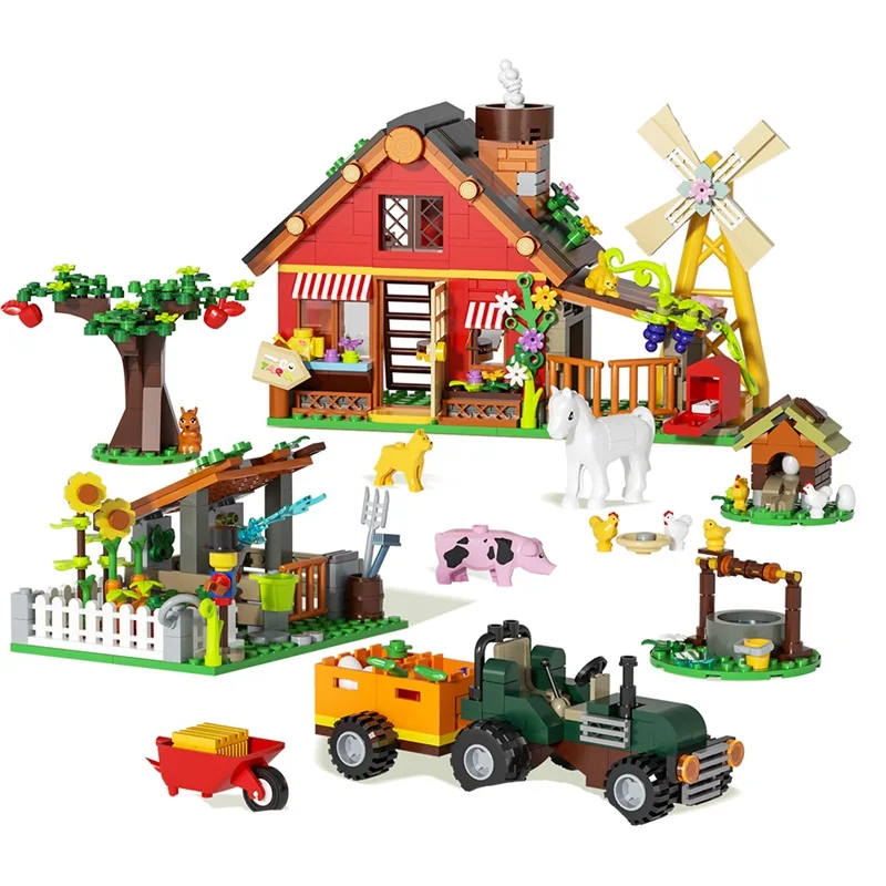 창의적인 풍차 농가 빌딩 블록 모델(농업용 자동차, 동 - Agriculture Farm House 리뷰 및 가격