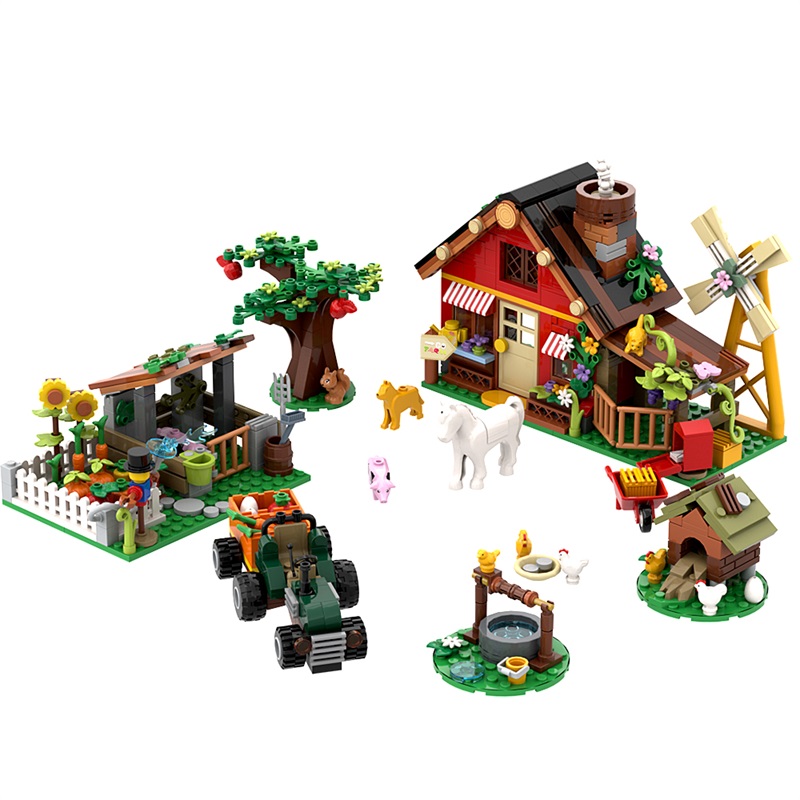 창의적인 풍차 농가 빌딩 블록 모델(농업용 자동차, 동 - Agriculture Farm House 리뷰 및 가격
