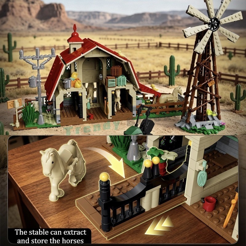 1359PCS 웨스턴 윈드밀 랜치 캐빈 스트리트 뷰 빌 - Agriculture Farm House 리뷰 및 가격